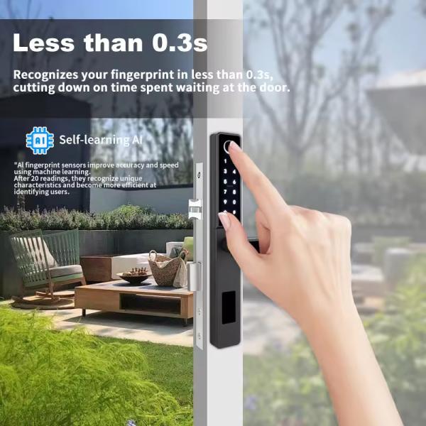 Black Wifi Connected Door Lock Customization Fingerprint Entry Door Lock 35mm - 65mm
