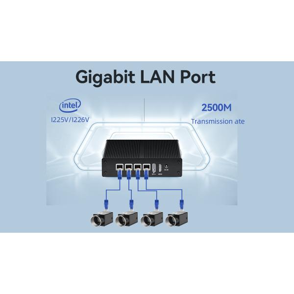 Industrial Fanless Mini Computer Linux Intel N100 DDR4 16G RAM 4LAN Dual COM