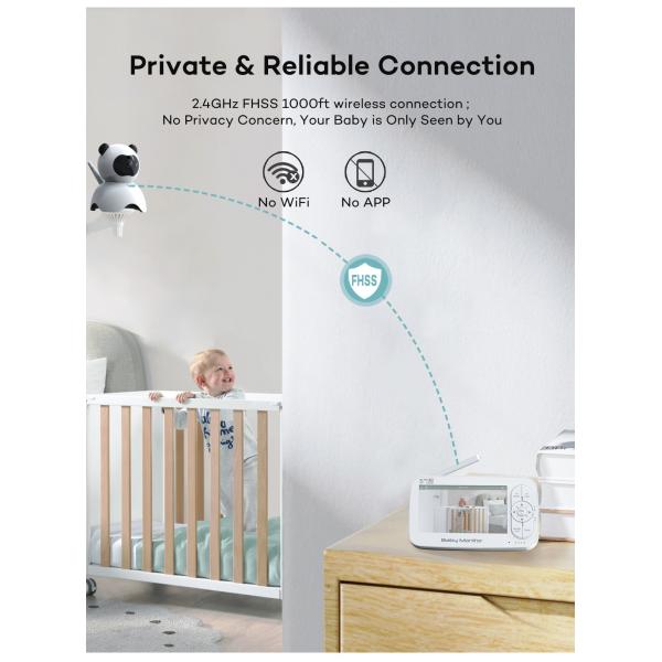5 Inch Digital Baby Monitor with Night Vision and 360° Pan-Tilt