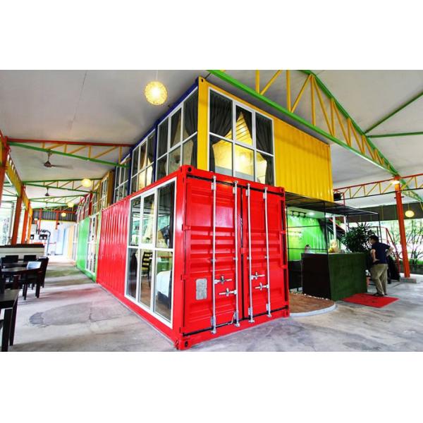 Metal Shipping Container Homes Glass Wool Insulation With Bolts Lock Glass Door