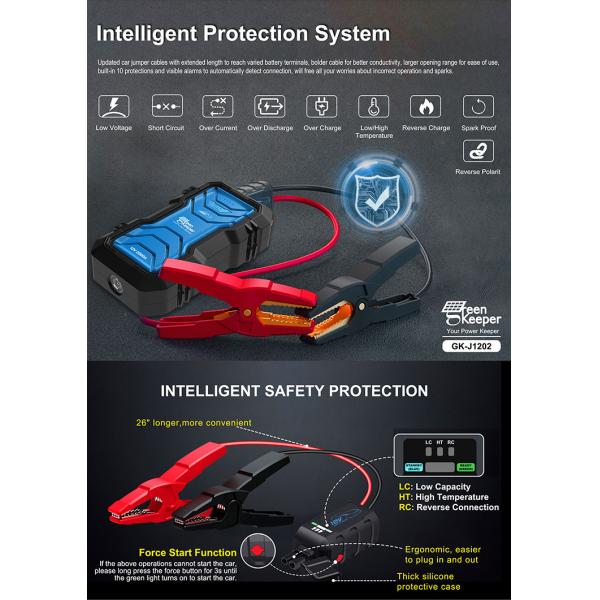 High Power Portable Battery Jump Starter 2000A 16000mAh 2000A With Led Flashlight