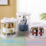 Tall Clear Cake Boxes With Ribbon - Gold Round Clear Cake Box For Birthday Cake