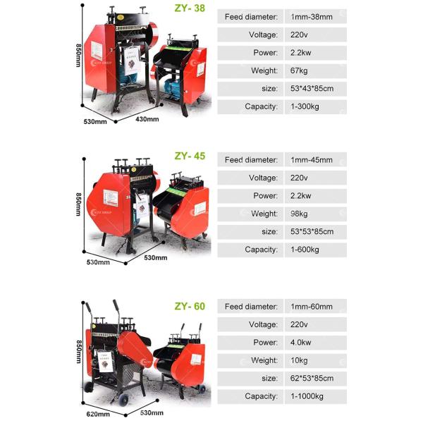 220V/380V Automatic Waste Copper Wire Stripping Machine for Cable Recycle Industry