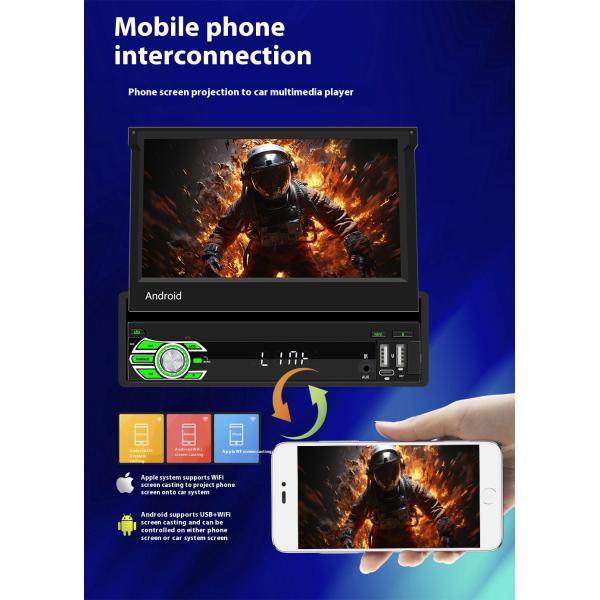 Creatall All-in-One 7 Inch Android Auto GPS Navigation Retractable Screen HD Rearview Wireless CarPlay for Automotive Use