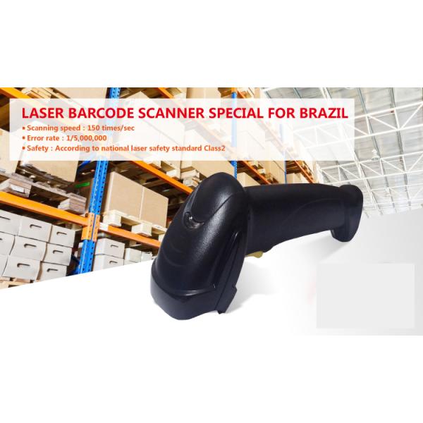 Single Line Scan Handheld 1D Laser Barcode Scanner for Retail and Supermarket in Black
