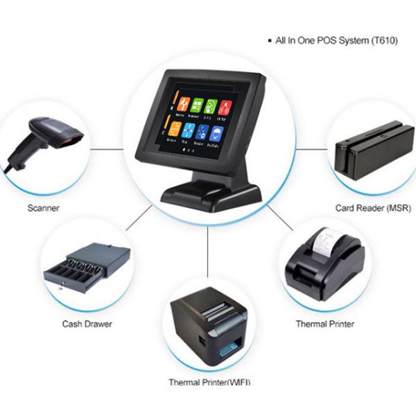 Resistive Touch Screen Retail Restaurant Pos System Windows 10 With 8 LED Display