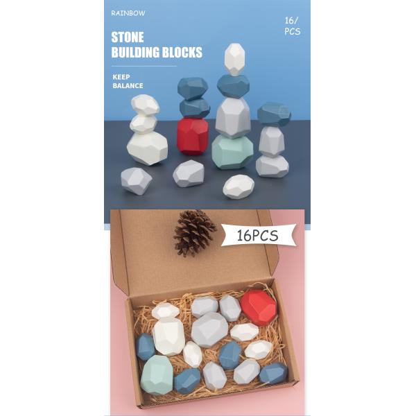 Jenga 14cm Rock Wooden Building Blocks Set Wooden Stacking Blocks Balancing Toy