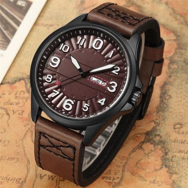 Double Calendar Alloy Quartz Wrist Watch 45mm Dial PU Chronograph