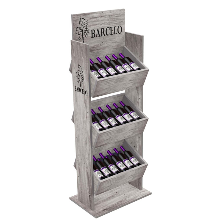 Double Sided Wine Display Stand Grocery Solid Wood Display Stand For Tequila