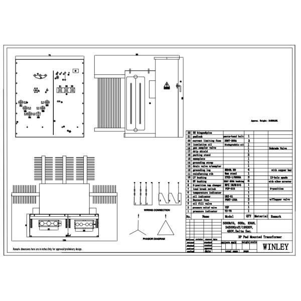 5000Kva Three Phase Pad Mounted Electrical Transformer Step-Down 34.5Kv To 480V
