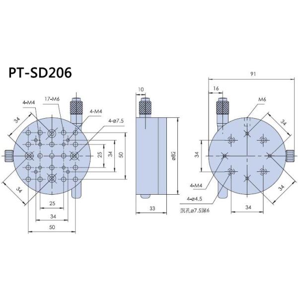 2 Dimensional Combined Radian Manual Tilt Stage 360 Degree Rotary