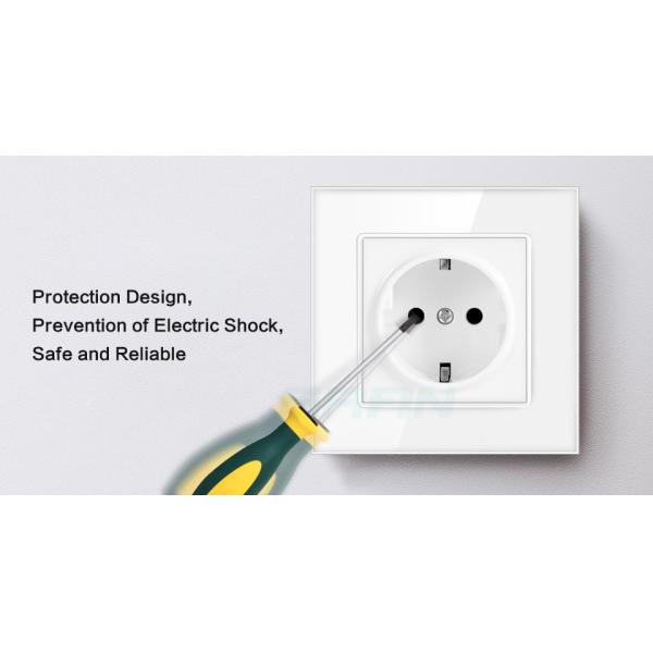 Power Socket,16A EU Standard Electrical Outlet 86mm * 86mm white Crystal Glass Panel wall socket