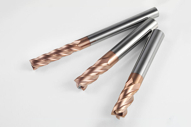 4-Flute Tungsten Carbide End Mill with 55-Degree Flat Cutting Edge and 35-Degree Helix Angle for CNC Applications