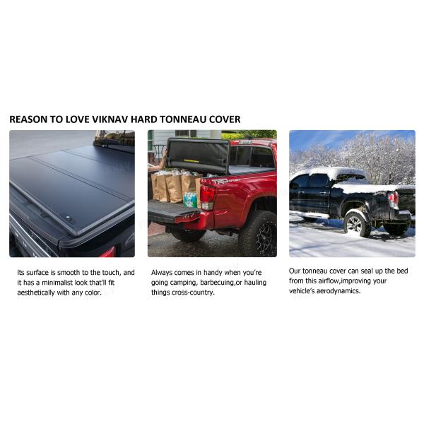 Viknav for Ford F150 Truck Bed Replacement Tonneau Cover Matte Black Trifold