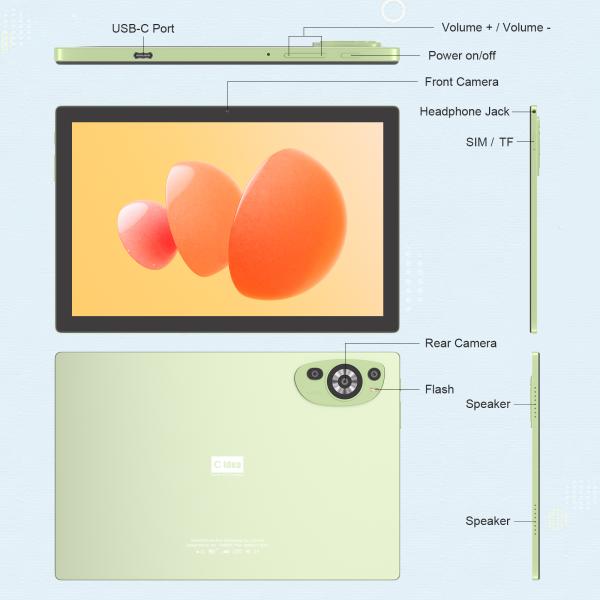 C Idea WIFI Android 14 TF Storage 512GB Touch Screen Tablets With Keyboard and Mouse CM8200plus Green
