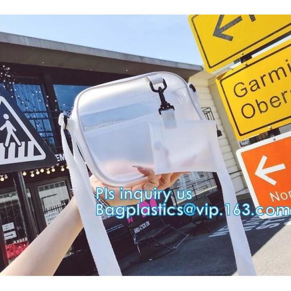 Stadium Purse PVC Handbag Chain Crossbody Bag, holographic transparent pvc handbag korean crossbody jelly bag, Travel ma