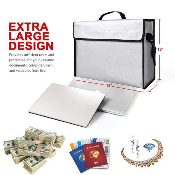 Extra Large Fireproof Bag , Fire Resistant Document Pouch 15x12x5 Inch