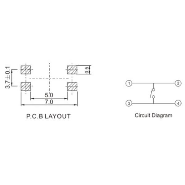 SMT Surface Mount Tactile Switch Low Profile 5x5mm 50,000 Cycles Life Expectancy