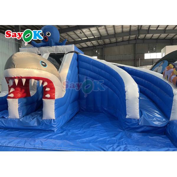 Amusement Park Inflatable Slide With Pool 19.7ft Giant Inflatable Shark Water Slide For Kids