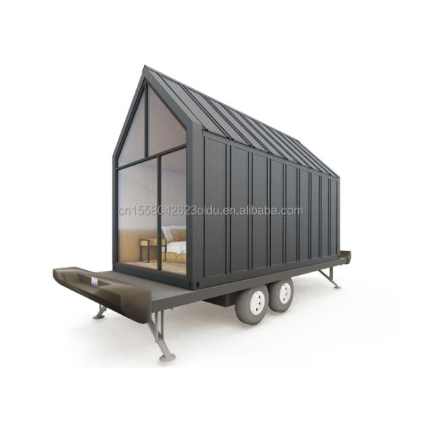 50/75/100mm Wave Sandwich Panel Modular Steel Structure Prefabricated Shipping Mobile Kitchen Restaurant Container House on Wheels