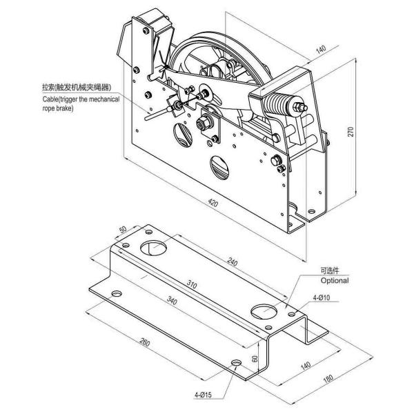 ISO Sheave Diameter Ф240mm Elevator Components Overspeed Governor With Elevator Spare Parts