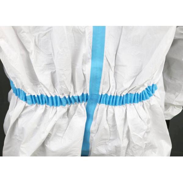 CAT 3 TYPE 3456 non medical disposable microporous SFS protective coverall with blue tape stripe CE ISO13485