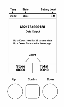 2.4G Wireless Handheld Barcode Scanner With Screen Scan Speed 300 times/s Resolution ≥4mil