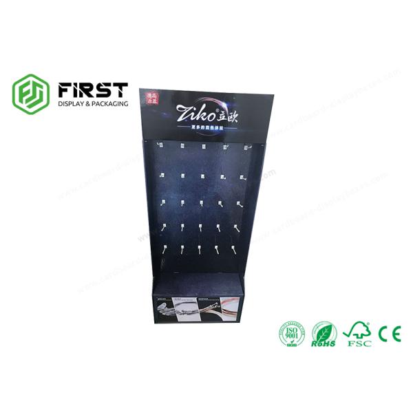 350g CCNB Corrugated Carton Stand 4C Printing Cardboard Display Stand With Plastic Hooks