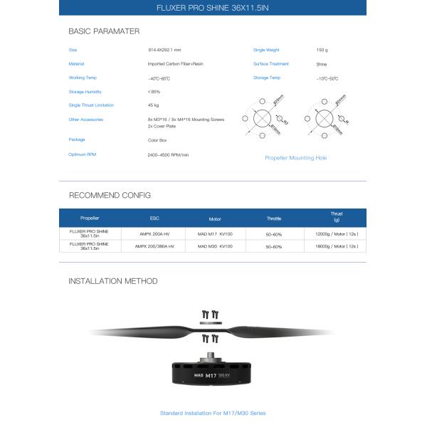 FLUXER 36X11.5 Inch Glossy Straight Propeller