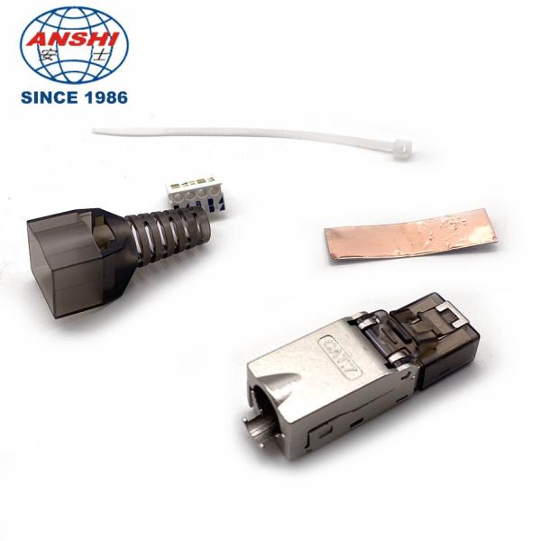 ANSHI RJ45 CAT7 FTP Unshielded STP Shield Modular Plug Grey RJ45 Tolless Shielded Connector