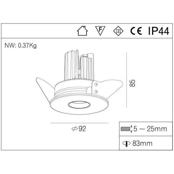 LED Pinhole Downlights 10W , IP44 Pinhole Aperture LED Downlight Modules