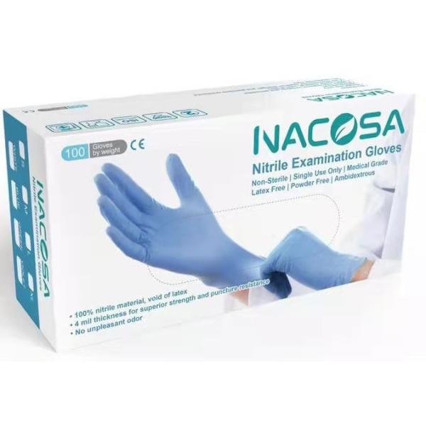 Wholesale blue powder free non medical disposable nitrile glove high quality exam medical rubber gloves