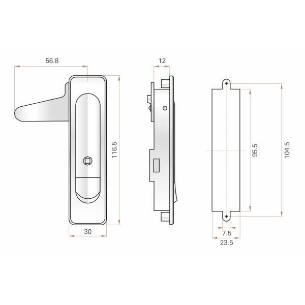 Electrical Cabinet Plane Push Button Swing Handle Lock