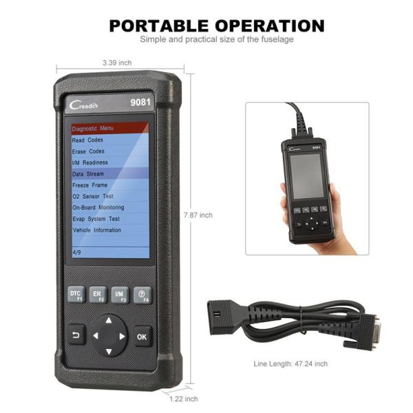 Creader 9081 OBD2 Functions +11 resets 2018 Scanner Launch OBDII Diagnostic tools Creader 9081 code reader With Injector