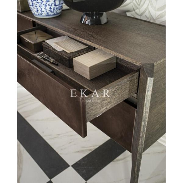 Living Room Morden Leather Walnut Soild Wood Tv Stand