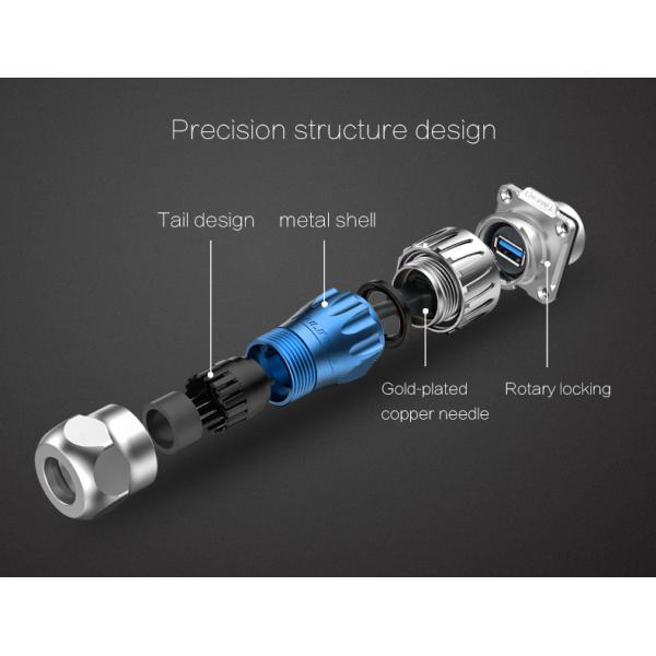 USB3.0 Metal Shell Plug Dual USB Panel Mount M24 9Pin Soldering Cable Connector for Data Transmission