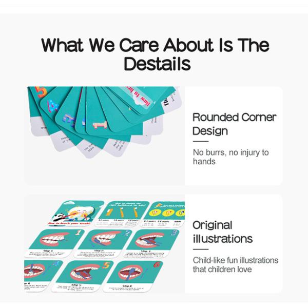 Montessori Practical Life Brushing Model 18 Cards include Professional Health Tips about Protecting Teeth