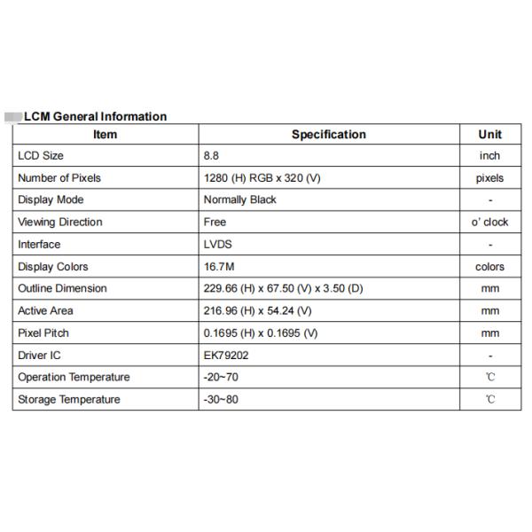 8.8 Inch High Brightness LCD Display With Mipi Interface 1000 Nits