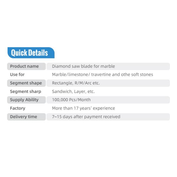 Marble Cutting Diamond Blade with 65 Mn Steel Material and Efficiency