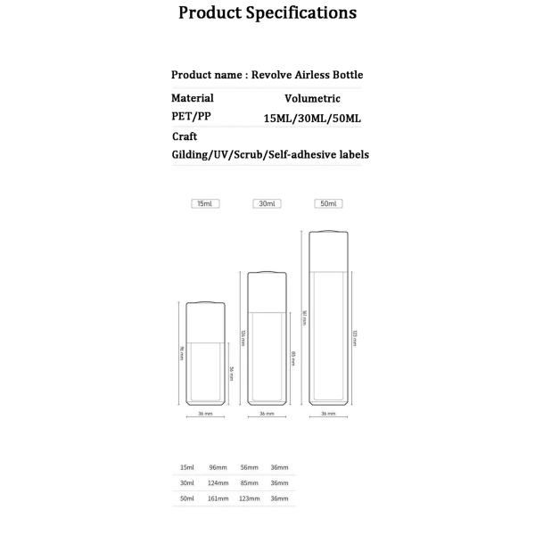 Rotating Airless Pump Bottle with Different Capacity 15ml 30ml 50ml for Superior Product Preservation