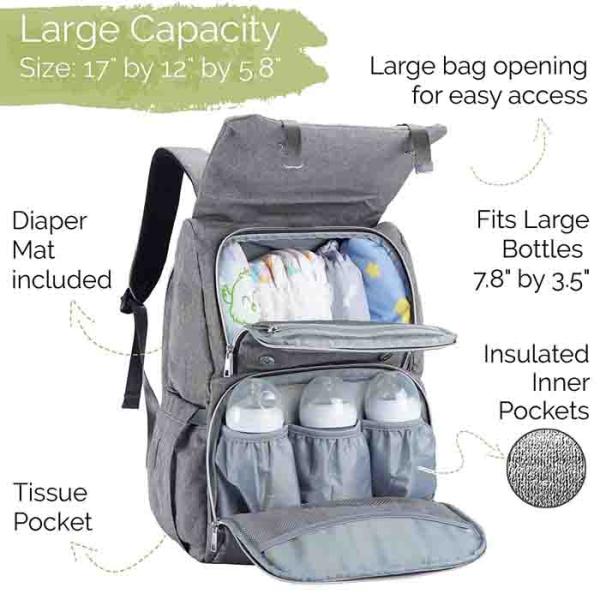 Maternity Beach Eco Friendly Diaper Bags Large Storage Space With 2 Stroller Hook