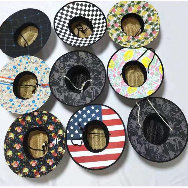 Mat Grass Patch Straw Hat Round Shape Woven Heat Printing Bottom ODM