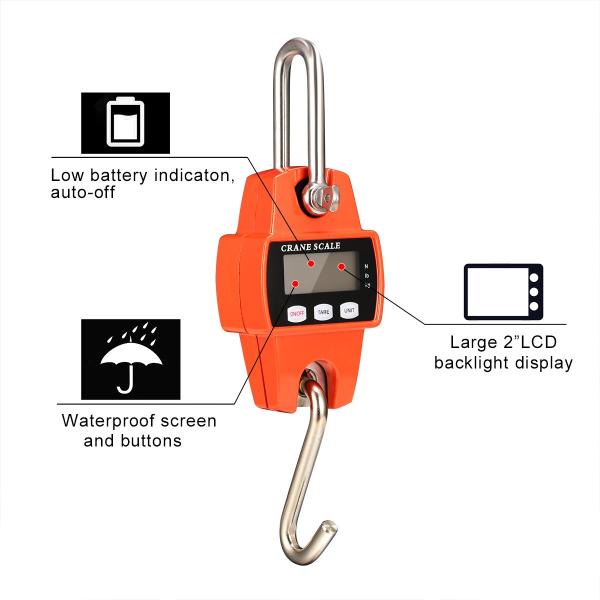 ABS Stainless Steel Digital Crane Weighing Scale 100kg-300kg Capacity LED/LCD Display Tare Function OEM ODM Supported