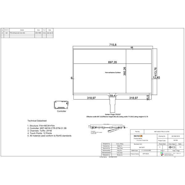 Master Touch 31.5 Inch High Quality Tailored Touch Foil Film for Signage