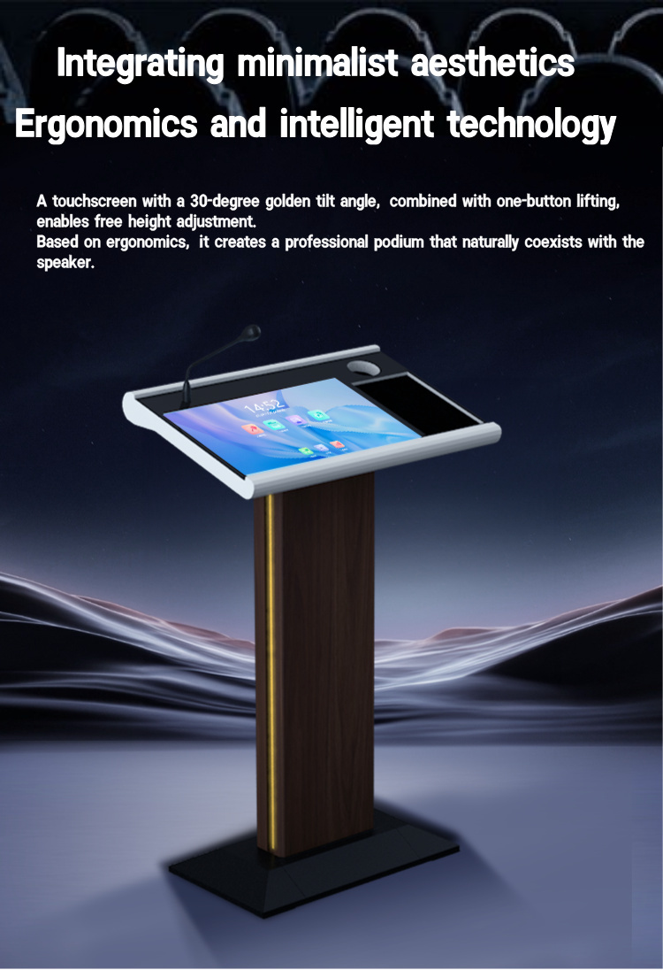 Integrated Computer Podium with Computer and Monitor