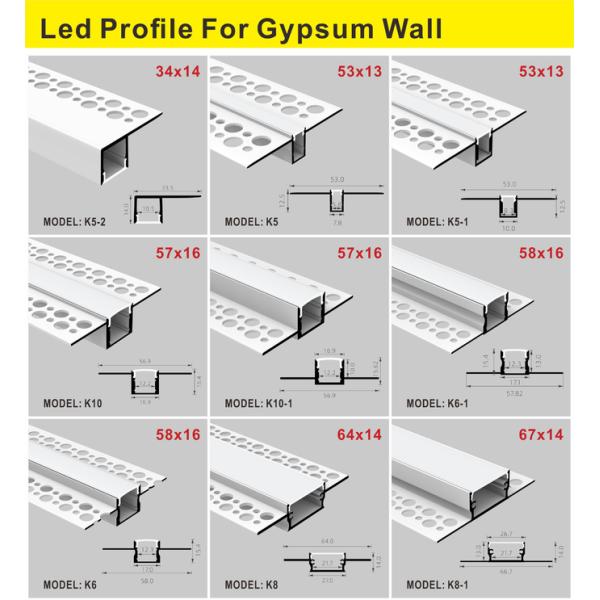 Pc Diffuser 6063 Aluminum Led Plasterboard Profile Ceiling Recessed Linear Trunking Light Fitting