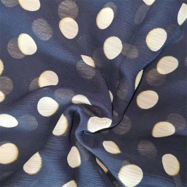 75gsm Polyester Chiffon Fabric Crinckle Aop Printed And Golden