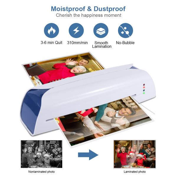 White Blue Color A4 Laminator For Photo Document Paper Menu With Release LM2008