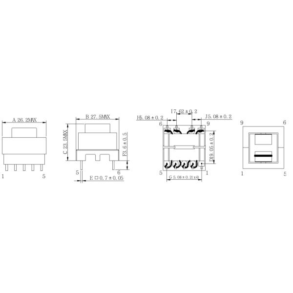 ISO9001 10KHz EF25 HF Transformer 280uH For Switching Power Supply