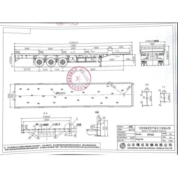 13 Meters 3 Axles 48 Ft Aluminum Flatbed Trailer 13165x2550x1500mm
